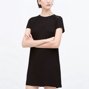 Zara black mini dress with pleated detail Like New